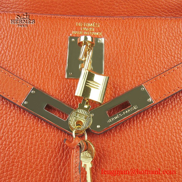 Hermes Kelly 32cm Togo Leather Bag Orange 6108 Gold Hardware Hermes Kelly 32cm Togo Leather Bag Orange 6108 Gold Hardware